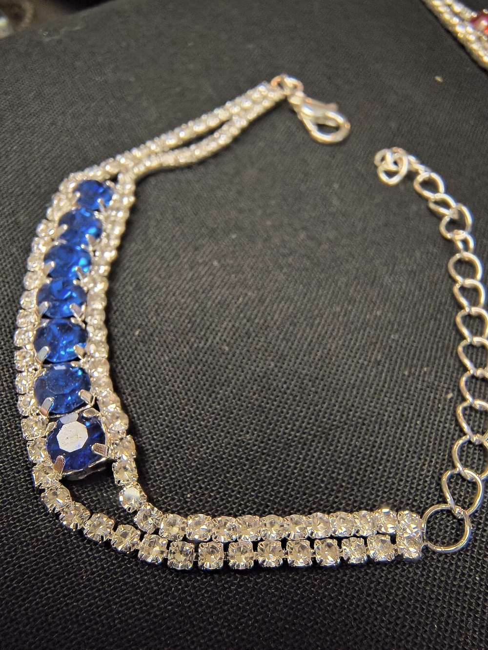 Blue Crystal Tennis Bracelet - Silver Tone